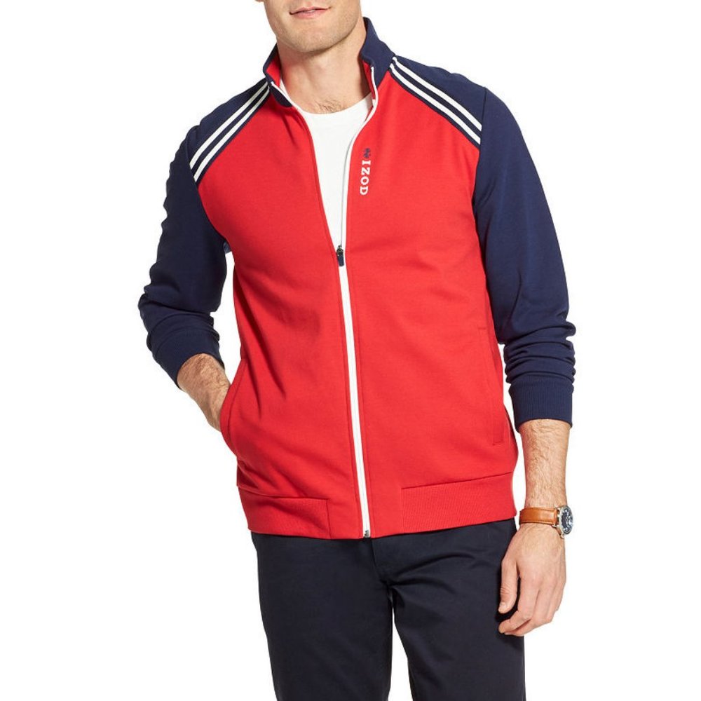 New Mens IZOD Advantage Performance Track Jacket L